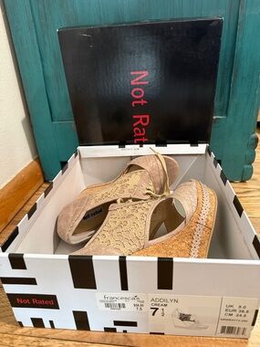 Not Rated Addilyn Lace Cream Wedge Sandals